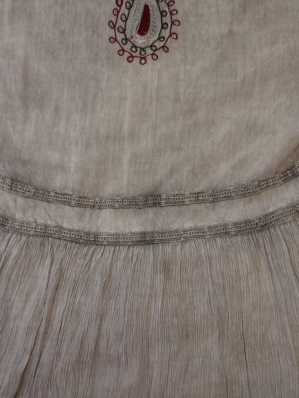 Bohemian Embroidered V-Neck Maxi Dress in Light Gray NWOT - Picture 6 of 8